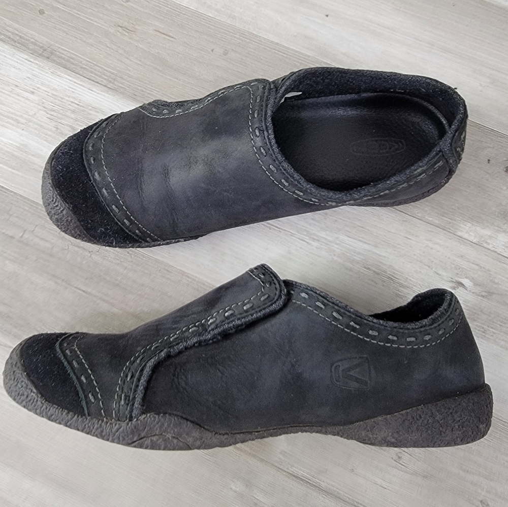 Keen Midori Black Leather Slip On Monk Loafer Shoe Women's Size 8½ - Picture 15 of 15